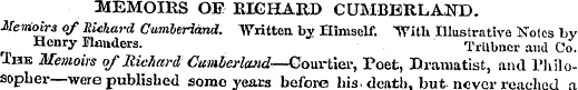 MEMOIRS OE KICHARD CUMBERLAND. Ifeirioir...