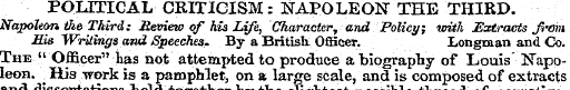 POLITICAL CRITICISM: NAPOLEON THE THIRD....