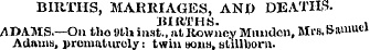 BIRTHS, MARRIAGES, ANJ) DEATHS. BIRTHS. ...