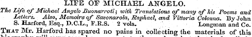 LIFE OF MICHAEL ANGELO. The Li fe oj'Mic...