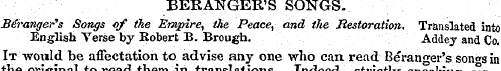 BERANGER'S SONGS. B&'anger's Songs of th...