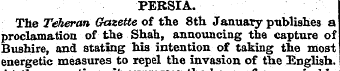 PERSIA. The Teheran Gazette of the 8th J...