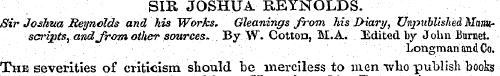 SIR JOSHUA REYNOLDS. Sir Joshva Reynolds...