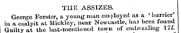 THE ASSIZES. Georgo Foratcr, a young man...