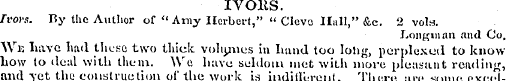 IVO11S. Ivors. By the Author of " Amy He...