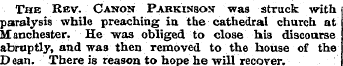 The Rev. Canon Parkinson -was struck wit...