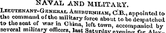 NAVAL AND MILITARY. Likutenant-Gknkral A...
