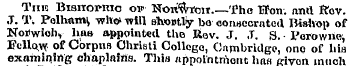 Tun Bishopric of Non'fcroir.—Tho Won. an...