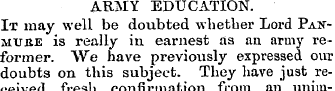 ARMY EDUCATION. It may well be doubted w...