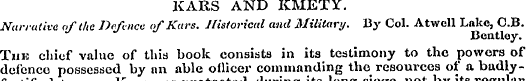 KARS AND KMETY. Narrative of the Drfnce ...