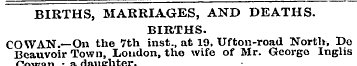BIRTHS, MARRIAGES, AND DEATHS. BIRTHS. C...