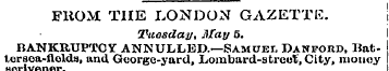 FROM THE LONDON GAZETTE. i Tuesday, May ...