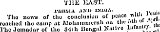 THE EAST. PERSIA AND INDIA. , Tho nowfl ...