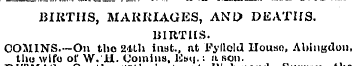 \ BIRTHS, MARRIAGES, ANL> DEATHS. BIRTHS...
