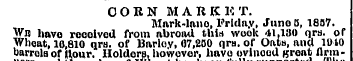CORN MARKET. Mark-lane, Friday, JunoC, 1...