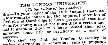 THE LONDON UNIVERSITY. C7b <Ae JJrfiror ...