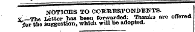 NOTICES TO COF.RESPONDT/NTS. X— The Lett...