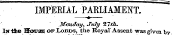 """" IMPERIAL PARLIAMENT. —?— ¦ Monday, ...
