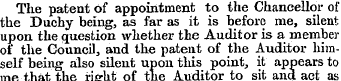 The patent of appointment to the Chancel...
