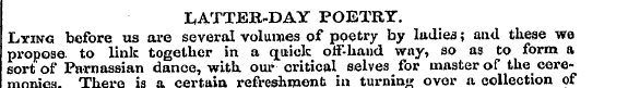 LATTER-DAY POETRY. Lying before us are s...