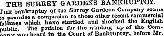 THE SURREY GARDENS BANKRUPTCY. Tub bankr...