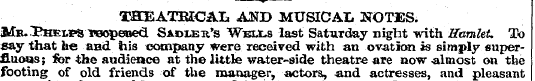 THEATRICAL AND MUSICAL NOTES. Jfou 2?H£:...