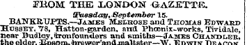 FKQM THE LONDON -GAZETTE. {Tuesday, Sept...