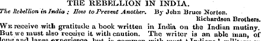 THE REBELLION IN INDIA. The Rebellion in...
