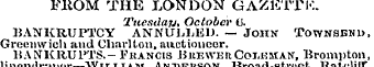 FliOM THE LONDON GAZETTK. Tuesday, Octob...