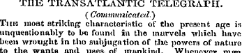 THE TRANSATLANTIC TELEGIlAril. ( Cormnun...
