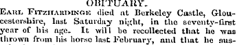 OBITUARY". Earl Fitzhauimnok died at Ber...