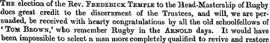 The election of the Rev. Tkedemck Temple...