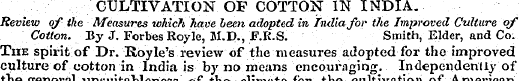 CULTIVATION OF COTTON IN INDIA. Review o...