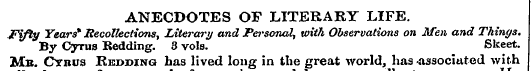 ANECDOTES OF LITERARY LIFE. Fifty Years*...