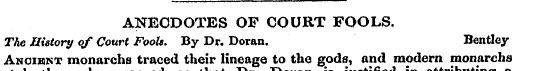 ANECDOTES OF COURT FOOLS. The History of...