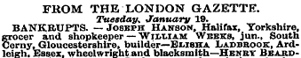 FROM THE LONDON GAZETTE. Tuesday* Januar...