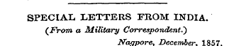 SPECIAL LETTERS FROM INDIA. (From a Mili...