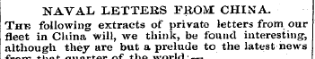 NAVAL LETTERS FROM CHINA. Thtj following...