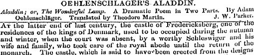 OEHUENSCIILAGER'S ALADDIN. Aladdin; or, ...