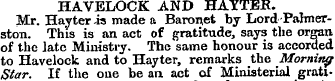HAVELOCK AND HAYTER. Mr. Hayter is made ...