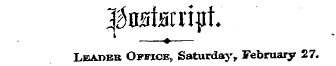 SoBtaript-1 —?—Leader Office, Saturday, ...