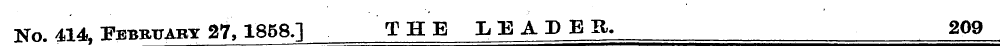 No. 414, February 27,1858.] THE LEADER, ...