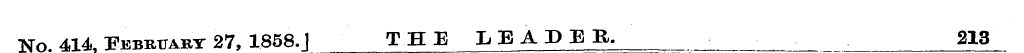 TSTo. 414, February 27, 1858.1 THE LEADE...