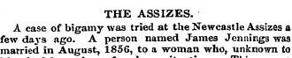 THE ASSIZES. A case of bigamy was tried ...