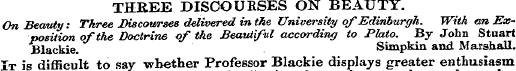 THREE DISCOURSES ON BEAUTY. On Beauty: T...