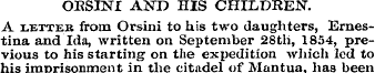 OESINI AND HIS CHILDREN. A letter from O...