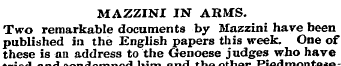 MAZZINI IN ARMS. Two remarkable document...