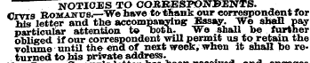 NOTICES TO COJRBBSPpNRENTS. Civrs Romanu...