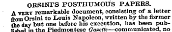 ORSINI'S POSTHUMOUS PAPERS. A vEitr rema...