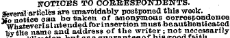 NOTICES TO CORRESPONDENTS. (feveral arti...